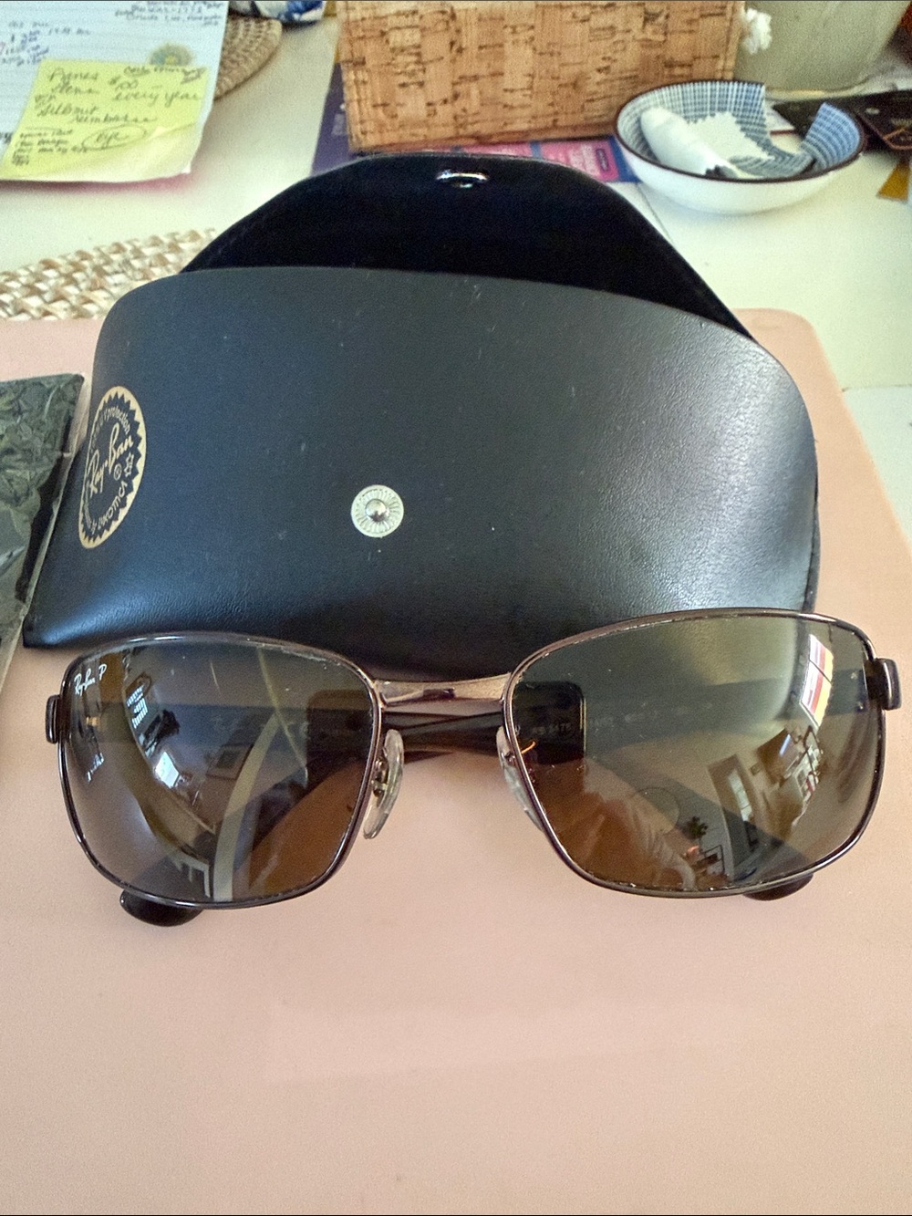Ray-Ban Brown Gradient Square Sunglasses with Gunmetal Frame